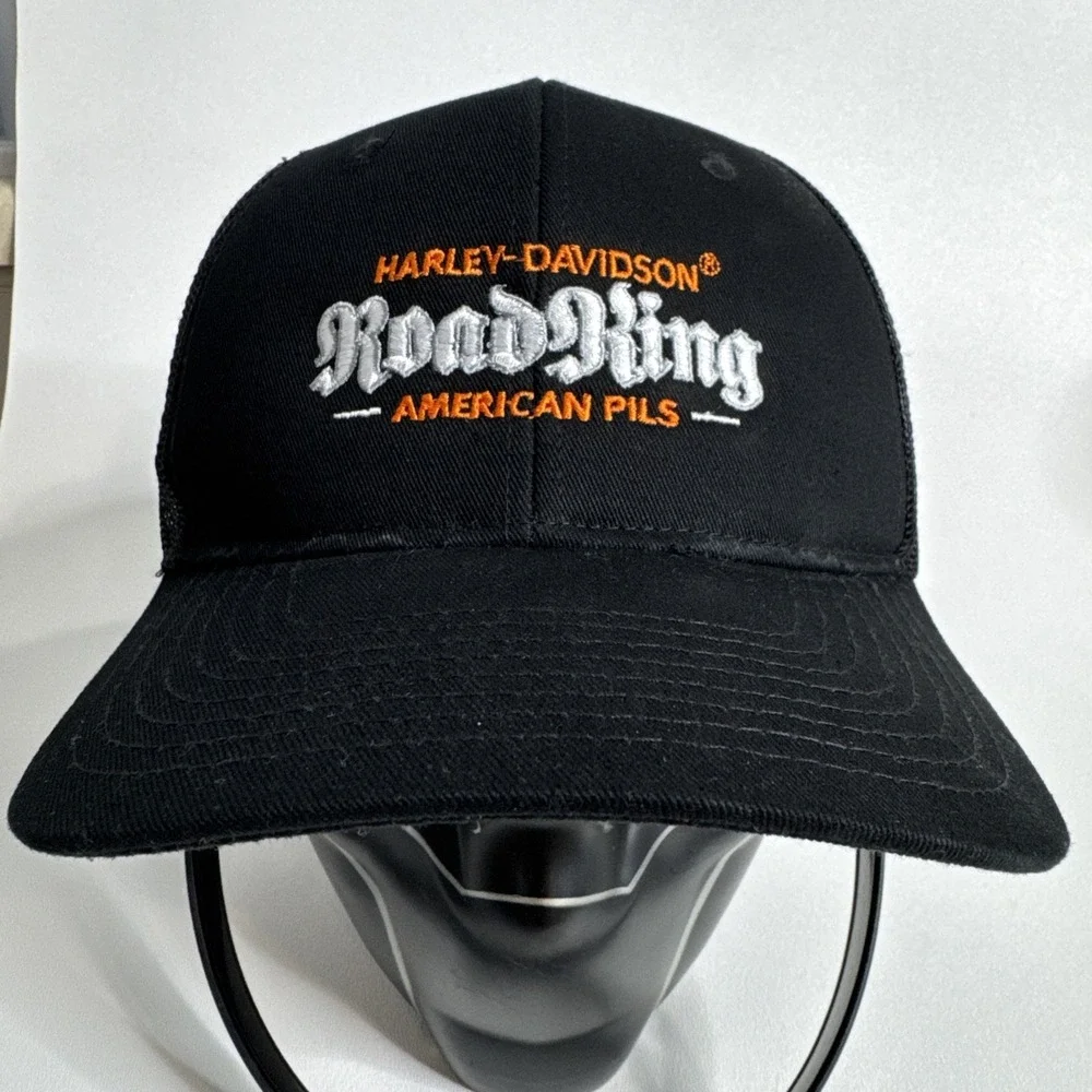 Harley Davidson‎ Snapback Canvas Hat Black Orange Logo Cap